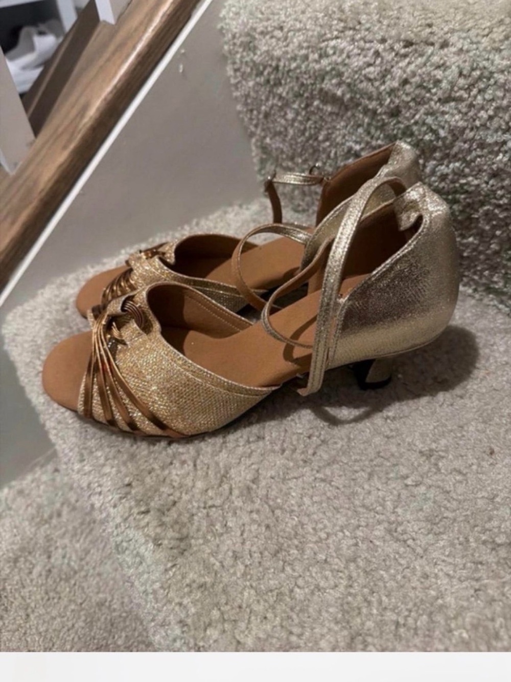 Women’s Metallic Gold Strappy Sandals - Picture 2 of 3